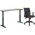 Interion By Global Industrial Interion Height Adjustable Table with Chair Bundle, 72inW x 30inD, Gray W/ Black Base 695781GY-B